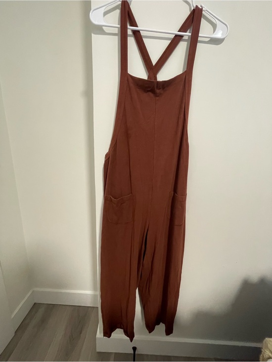 Jax & Lennon Pants - Crossback Pocket Jumpsuit in Rust Brown